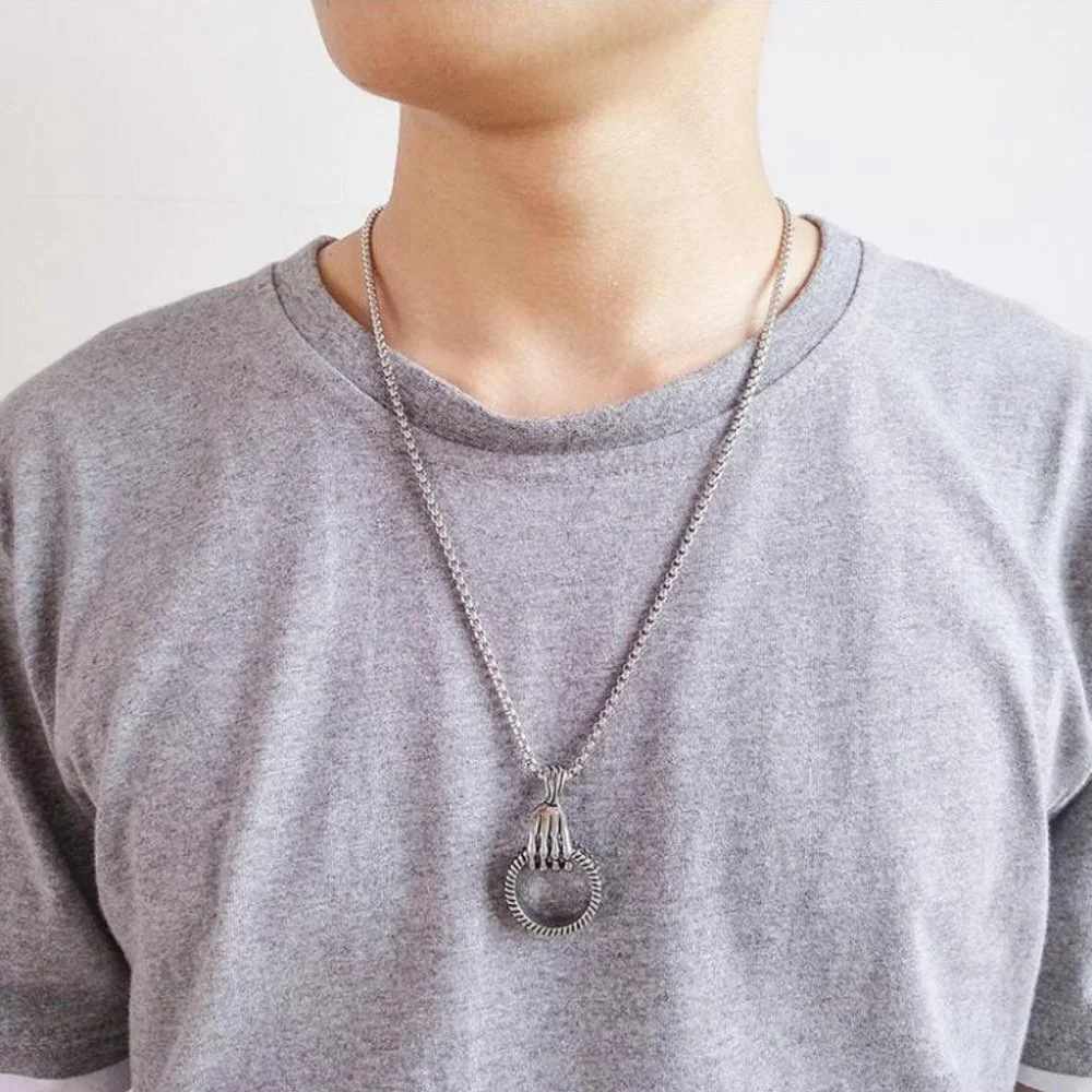 ❤️Vintage Fitness punk style skeleton Necklace , N90201P123